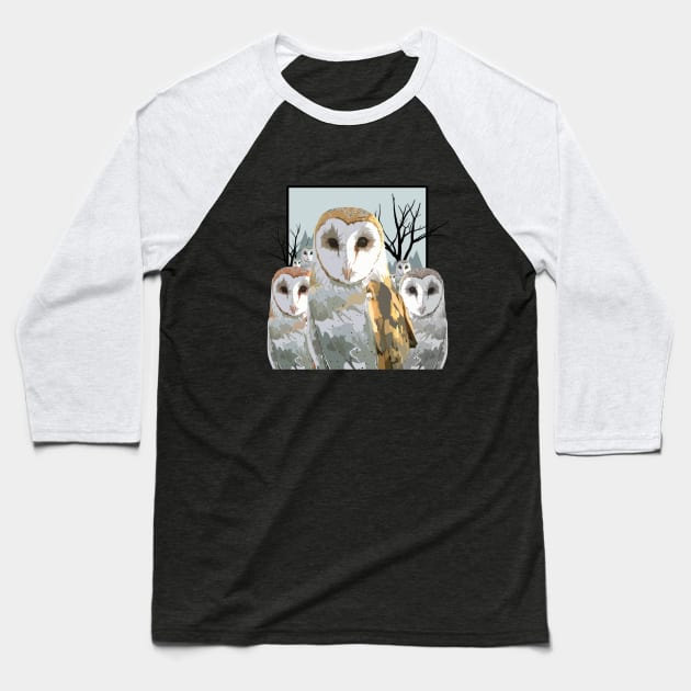 Barn Owl Pack Baseball T-Shirt by adamzworld